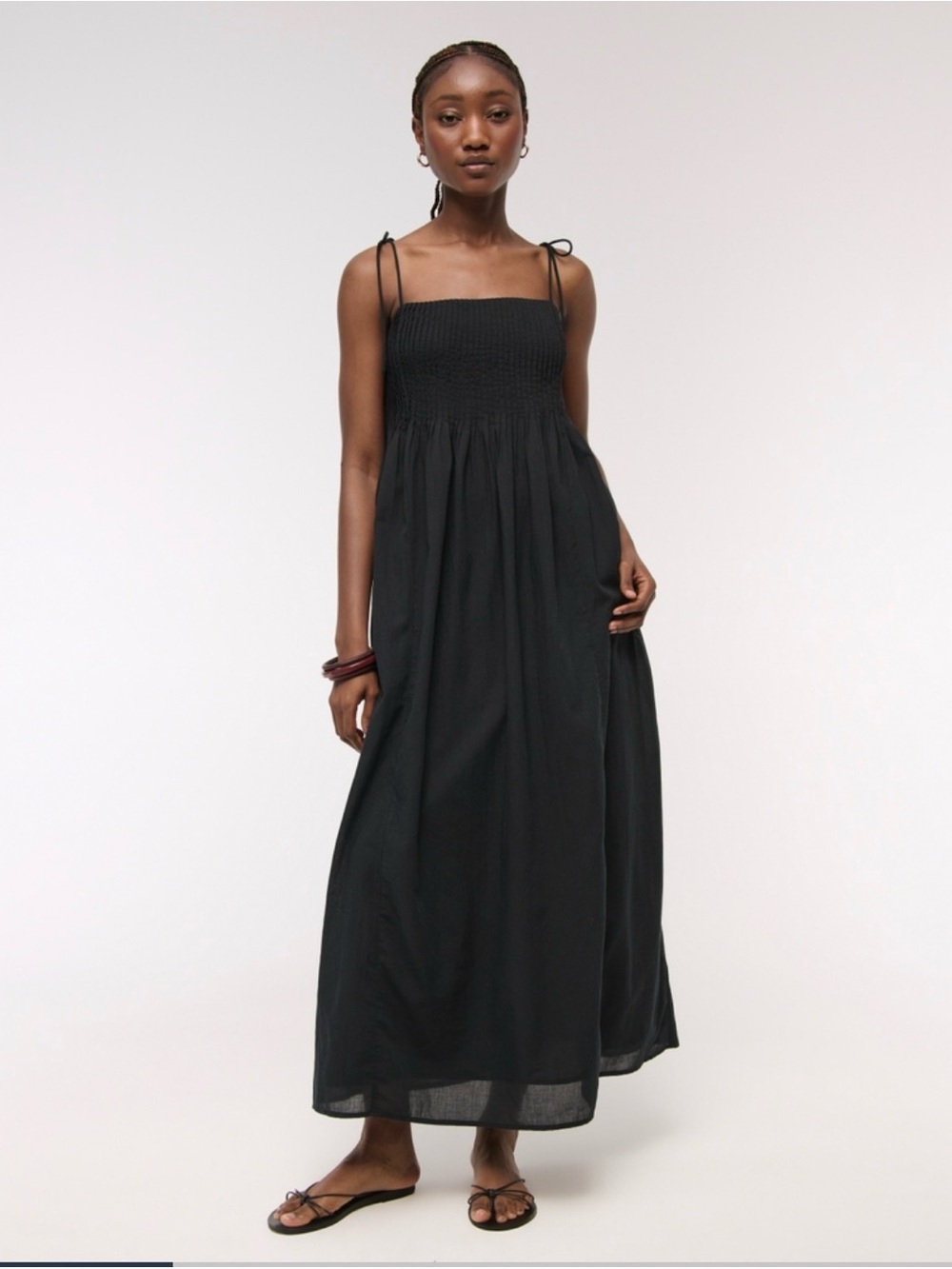 Abercrombie & Fitch Black Pintuck flowy Maxi Dress